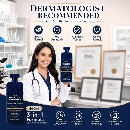 Vista 8 de Champú negro 3 en 1, champú de color instantáneo para una cobertura