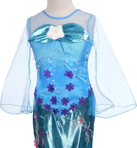 Vista 4 de Dressy Daisy Disfraces de princesa de sirena para niñas disfraz de Halloween talla 4-6