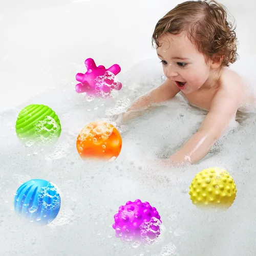 Vista 5 de Paquete de 6 bolas sensoriales para niños pequeños de 1 a 3 años, juguetes sensoriales para bebés de 6 a 12 meses, juguetes Montessori para bebés