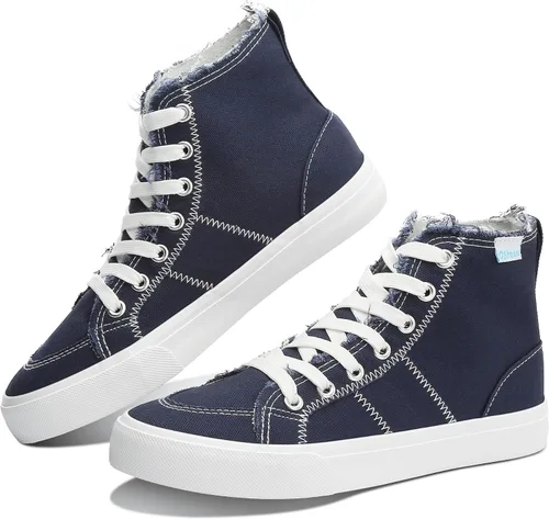 Vista 60 de Obtaom Zapatos de lona de alta calidad para mujer/hombre para jugar a media pantorrilla, zapatillas de deporte de moda casuales con cordones de alta