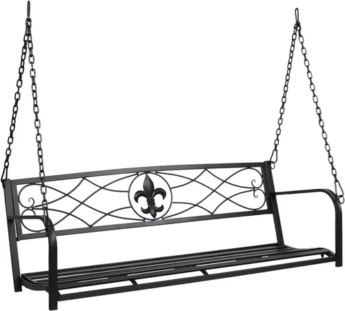 Vista 11 de VINGLI Columpio de Metal Mejorado para Patio y Porche, Capacidad de Peso de 660 LBS Silla Columpio de Acero para Exteriores, Silla Columpio
