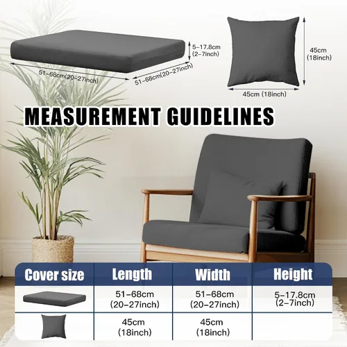 Vista 2 de Juego de 12 fundas de almohada y cojines para exteriores, 8 fundas de asiento + 4 fundas de almohada, fundas elásticas para muebles de patio