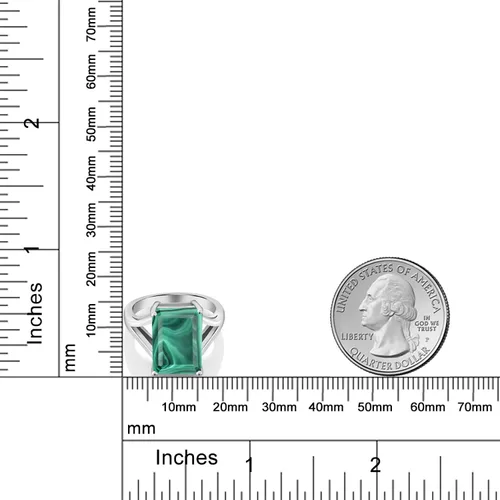Vista 61 de Gem Stone King Anillo de compromiso solitario con piedra preciosa de corte esmeralda de 0.551 x 0.394 in para mujer, plata de ley 925, anillo