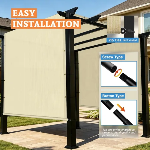 Vista 7 de Toldo de repuesto para pérgola de 8 x 12 pies, con varillas pesadas y ojales, bloqueo UV, paño para patio al aire libre, terraza, porche, patio Beige
