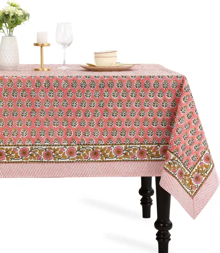 Vista 42 de CPC - Mantel cuadrado 100% algodón, 60 x 60 pulgadas, estampado de bloques indios, mantel para bodas, primavera/verano, barbacoa, verde ágata