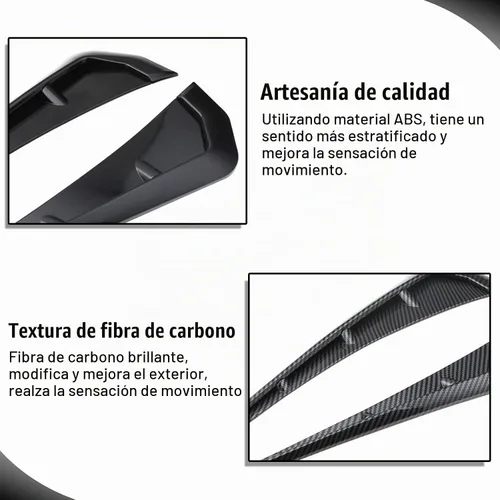Vista 6 de Miytsya 2 PCS Rejillas de Ventilación Laterales para Guardabarros de Coche, Alerón de Fibra de Carbono ABS, Calcomanías Decorativas