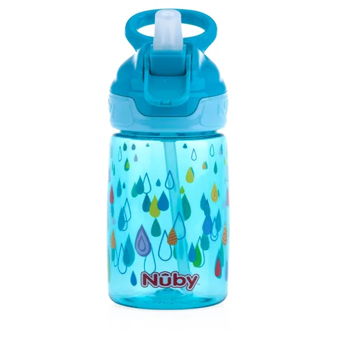 Vista 4 de Nuby Botella de agua impresa Flip-it Reflex con botón para llevar con boquilla suave, 12 onzas, más de 18 meses, 1 paquete, recibirás uno
