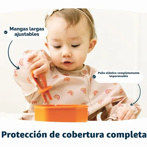Vista 3 de Tiny Twinkle - Babero a prueba de suciedad para bebés y niños pequeños, bonito, de manga larga, impermeable, lavable a máquina, cierre a prueba