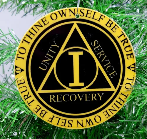 Vista 2 de AA Sobriety Sober - Adorno de Navidad con temática de 12 pasos (A122)