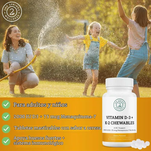 Vista 2 de Vitamina D3 + K2 Masticables, sabor a cereza