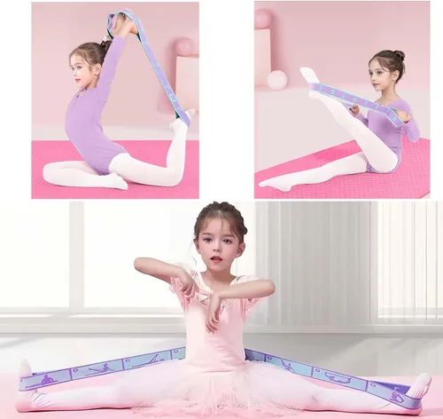 Vista 5 de 2 correas elásticas para niños, correas elásticas de yoga con bucles, bandas de estiramiento ajustables de múltiples bucles, bandas de ballet