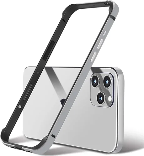 Vista 9 de Funda rígida delgada con marco de aluminio para iPhone 13 Pro, armadura de marco de metal con protección interior suave, protección de borde elevado