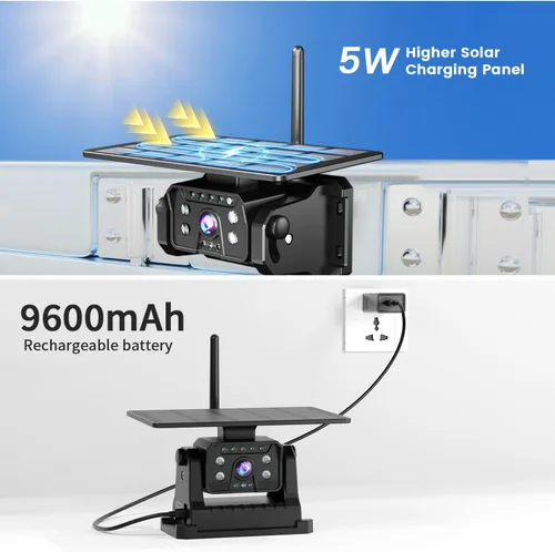 Vista 3 de Cámara de respaldo inalámbrica solar magnética para remolque de camión RV – Monitor 1080P de 7 pulgadas, instalación de 1 minuto, sin demora, cámara