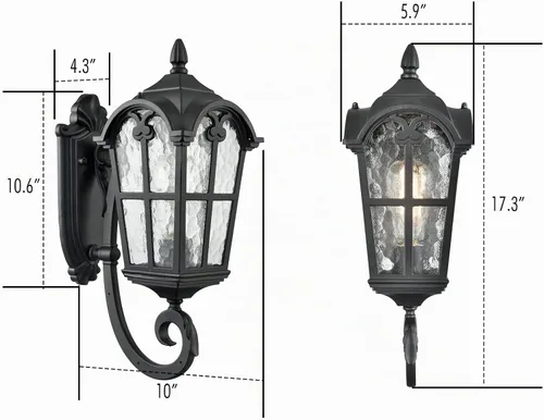 Vista 4 de YUBOLE Farol de pared exterior para porche delantero, garaje, patio, negro mate