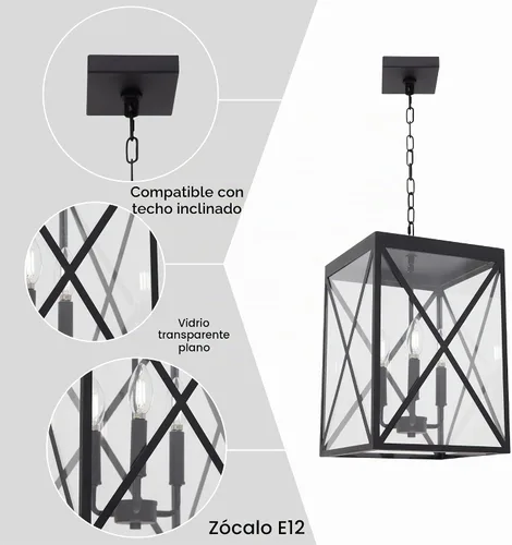Vista 6 de MELUCEE Lámpara de araña de 3 luces para exteriores, lámpara colgante