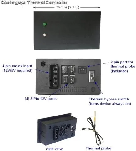 Vista 4 de CabCool1202 - Kit de enfriador de ventilador doble de 4.724 in con parrilla de madera personalizada/controlador térmico