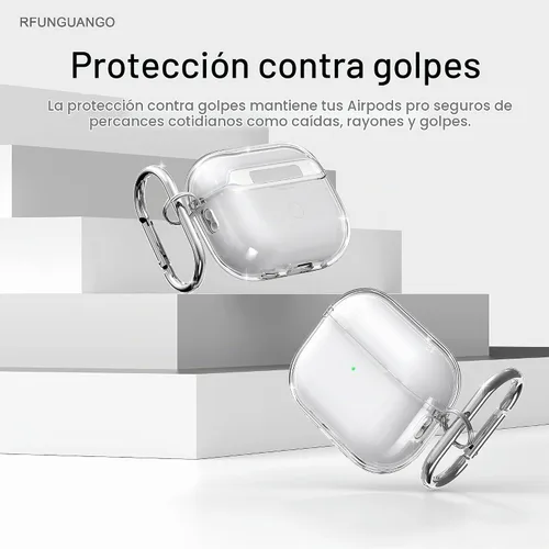 Vista 5 de RFUNGUANGO AirPods Pro Funda Transparente TPU Suave Transparente Blanco