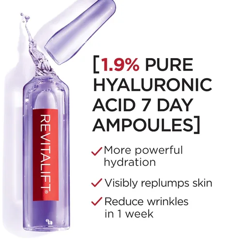 Vista 3 de L'Oreal Paris Skincare Revitalift Derm - Suero de ácido hialurónico para la piel, suero facial de ácido hialurónico puro al 1.5%, cuidado