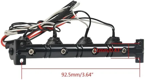 Vista 4 de Barra de luz LED de techo de metal 4 LED para SCX10 D90 TRX-4 1:10 RC Crawler Truck (4 LEDs)
