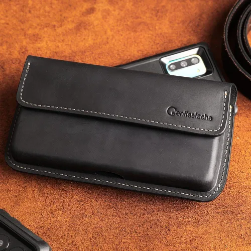 Vista 6 de Gentlestache Funda grande de cuero para iPhone 14 Pro 13 Pro, funda con tapa para Galaxy S23 S22, soporte para cinturón con clip, funda protectora