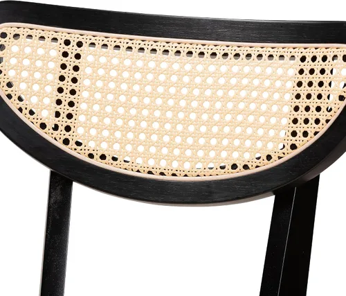 Vista 6 de Baxton Studio Dannell Mid-Century - Juego de sillas de comedor de 2 piezas de tela crema y madera con acabado negro