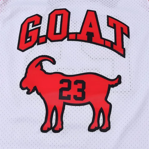 Vista 5 de Camiseta de baloncesto juvenil de cabra clásica 23 hiphop, fiesta temática, camisas de regalo para niños, bordado para fanáticos del baloncesto