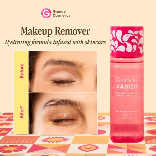 Vista 2 de Grande Cosmetics Removedor de maquillaje para maquillaje impermeable y de larga duración, 3.4 onzas Makeup Vanish elimina el maquillaje a base