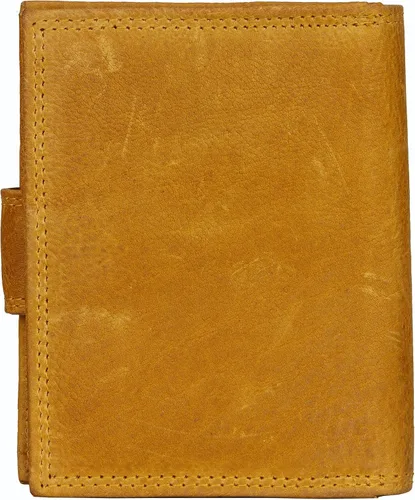 Vista 7 de FINELAER Cartera de cuero de diseñador para mujer, Mostaza, Minimalista