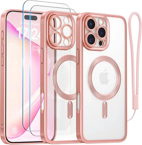 Vista 8 de Meifigno Funda para iPhone 16 Pro Max de 6.9 pulgadas, [correa de muñeca y 2 protectores de pantalla] [protección de cámara elevada envolvente]