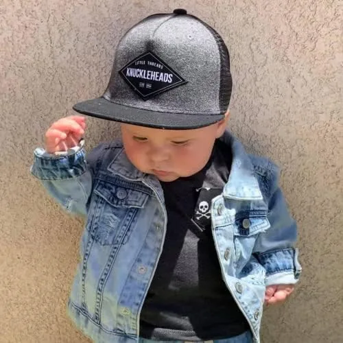 Vista 4 de Gorros de bebé - Gorra de béisbol, para recién nacidos, de ala plana, de malla, camionero, surf, patinaje, Bubba, Bro, ajustada, gorra de playa