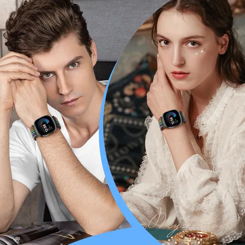 Vista 7 de Correa deportiva compatible con Fitbit Versa 4, Sense 2, Versa 3, Sense para mujeres y hombres, correa de repuesto ajustable y transpirable