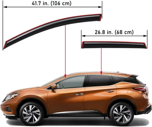 Vista 2 de Lightronic Visera de ventana de ventilación automática con clip extra duradero, compatible con Nissan Murano 2015-2024, protección UV, deflector