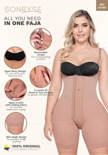 Vista 5 de Sonryse Fajas Colombianas Postparto Tummy Tuck Post Surgery Compression Bodysuit Garment for Women