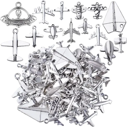 Vista 8 de BronaGrand Aircraft Airplane Charm, 100g Airplane Pendant Charms Alloy Jewelry Charms Craft Supplies for Jewelry DIY Earrings Necklace Bracelet