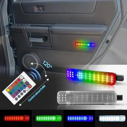 Vista 6 de Luz LED RGB para panel de puerta, luz interior de cortesía, compatible con Chevy C/K Silverado Sierra Yukon 1995-1999, lámpara de luz de advertencia
