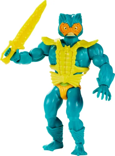 Vista 4 de Masters of the Universe Origins Figura de acción, coleccionable Mer-Man, villano MOTU Ocean Warlord, 16 articulaciones articuladas, 5.5 pulgadas