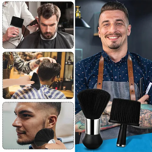 Vista 4 de 2 cepillos de peluquería para quitar el cabello suelto, cepillos profesionales de corte de cabello, cepillo de peluquero suave para cepillar