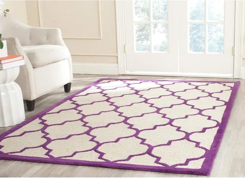 Vista 10 de Tapete Safavieh de la colección Cambridge, modelo CAM134X, hecho a mano, de lana de primera calidad, formas geométricas marroquíes, color gris