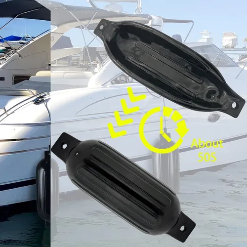 Vista 5 de ISURE MARINE Paquete de 4 fundas para parachoques de barcos (negro, varios tamaños)