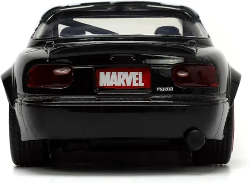 Vista 5 de Jada Marvel Avengers 1:32 1990 Mazda Miata - Auto fundido a presión y araña fantasma de 1.65 pulgadas, juguetes para niños y adultos