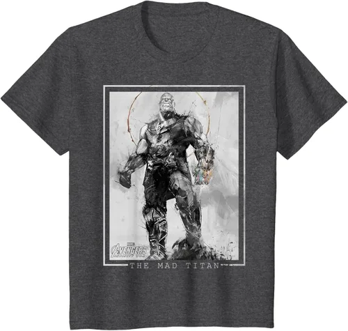 Vista 29 de Marvel Avengers Infinity War Thanos Sketch Graphic Camiseta Negro