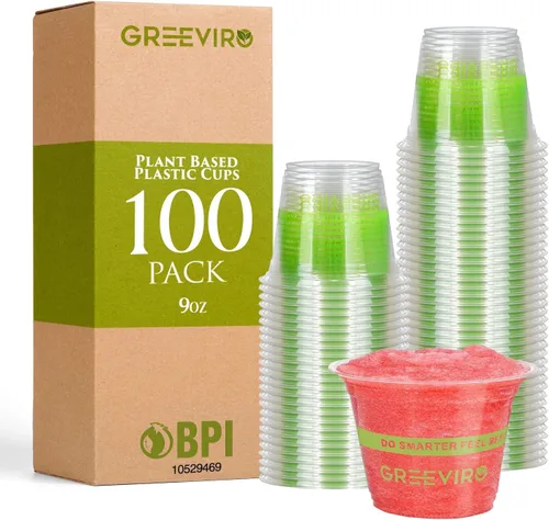 Vista 12 de Vasos de Plástico Transparente Compostables Ecológicos a Base de Plantas de 12 oz, Gruesos, Reutilizables, Desechables para Café Helado