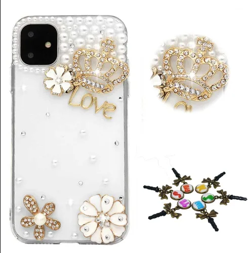 Vista 5 de Sparkle - Funda para teléfono compatible con Samsung Galaxy Z Flip 2 5G - Elegante - Funda 3D hecha a mano con diseño de diamantes de imitación