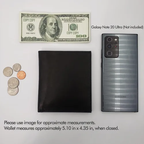 Vista 5 de ag wallets Cartera europea plegable de cuero genuino RFID para hombre Hipster 2 ventanas de identificación
