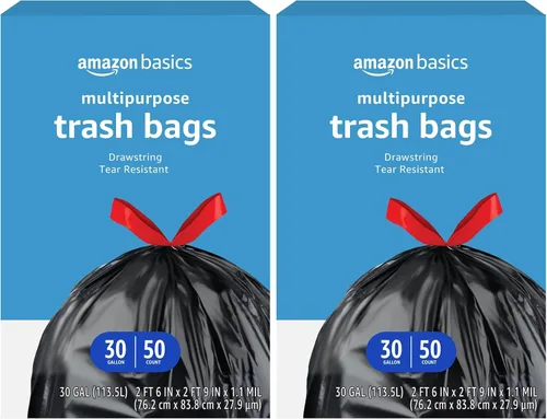 Vista 5 de Amazon Basics - Bolsas de basura multiusos con cordón, 30 galones, 20 unidades, paquete de 1