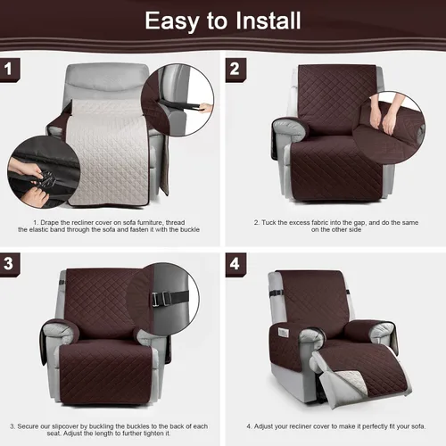 Vista 6 de KinCam Funda 100% impermeable para silla reclinable, fundas de sofá reclinable para mascotas, perros, funda de sofá reclinable, protector de muebles