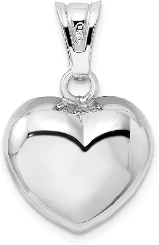 Vista 3 de Plata de ley rodiada pulida campana interior colgante corazón soplado 0984in estilo QC9455