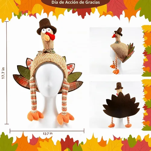 Vista 4 de Ogrmar 2 sombreros de pavo de felpa divertidos para eventos de Acción