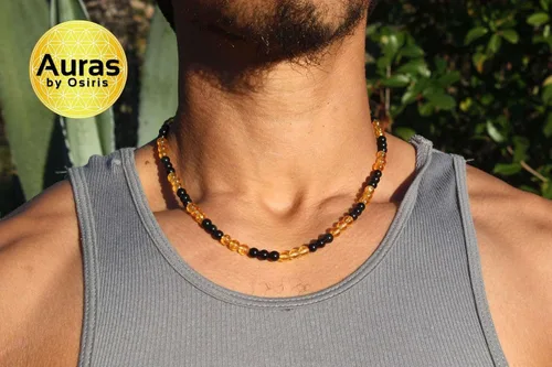 Vista 27 de Collar de cristal de obsidiana negra hecho a mano, collar de cuentas de piedras preciosas naturales auténticas, curación, protección, talismán mala