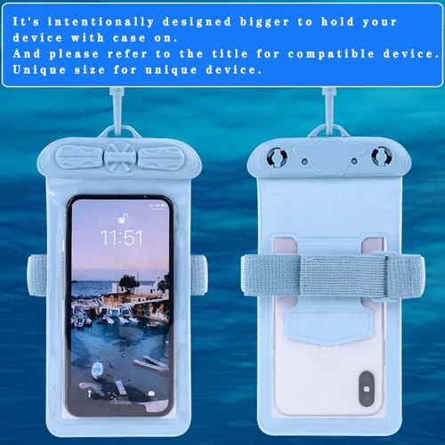 Vista 4 de Funda compatible con Alcatel TCL A1X A503DL impermeable bolsa seca (no película protectora de pantalla), nueva versión azul